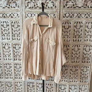 Free People Cream Button-Up Women Shacket